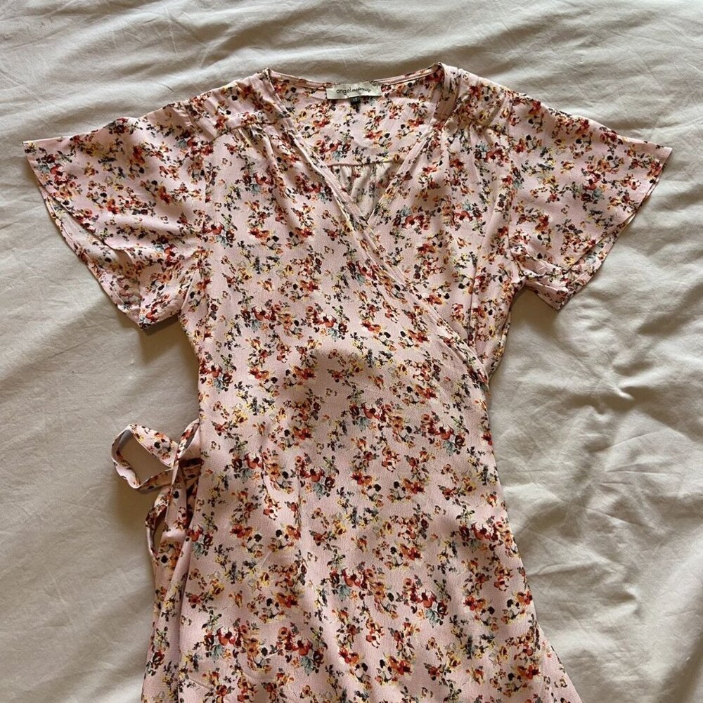 Angel Maternity Pink Floral Wrap Dress (XS)
